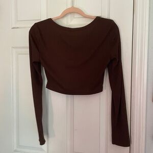 Cropped brown skin tight top